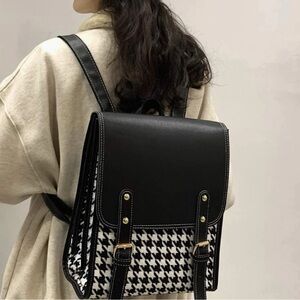 Stylish Black and White Houndstooth Backpack
